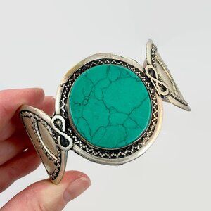 Afghan Bracelet, Kuchi, Middle Eastern, Green Jasper, Vintage, Composite Stone